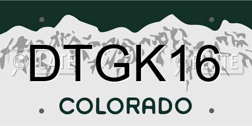 DTGK16 Colorado License Plate