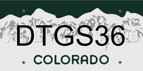 DTGS36 Colorado License Plate