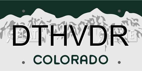 DTHVDR Colorado License Plate