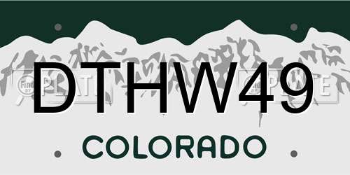 DTHW49 Colorado License Plate