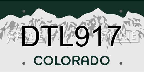 DTL917 Colorado License Plate