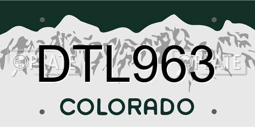 DTL963 Colorado License Plate