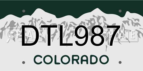 DTL987 Colorado License Plate
