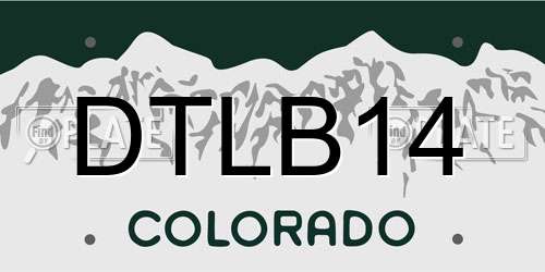 DTLB14 Colorado License Plate