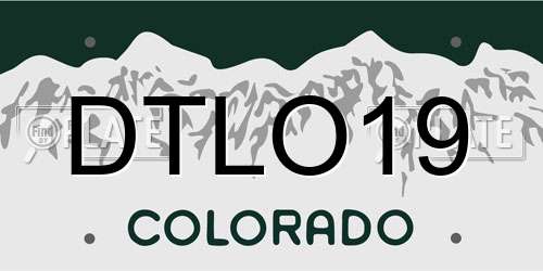 DTLO19 Colorado License Plate