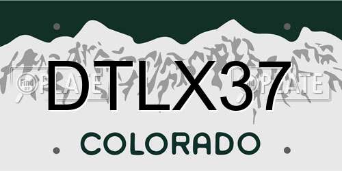 DTLX37 Colorado License Plate