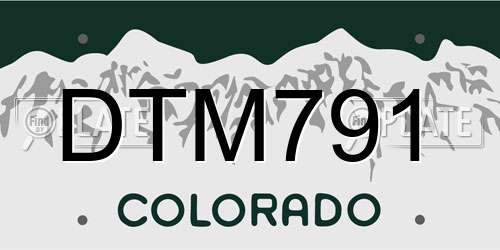 DTM791 Colorado License Plate
