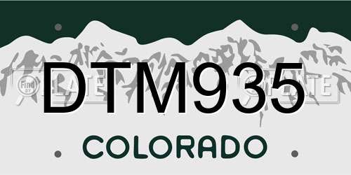 DTM935 Colorado License Plate