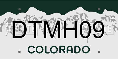 DTMH09 Colorado License Plate