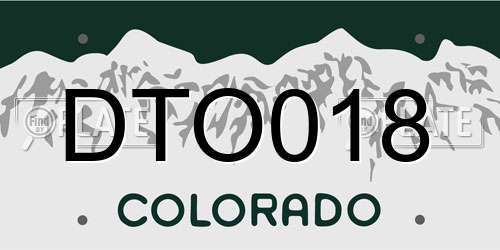 DTO018 Colorado License Plate