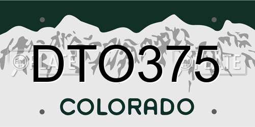 DTO375 Colorado License Plate