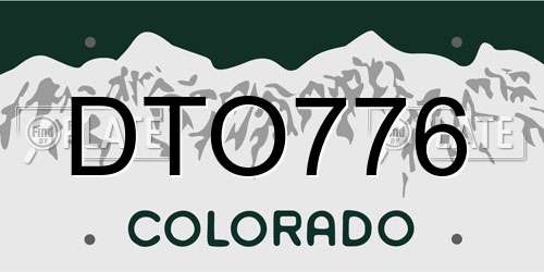 DTO776 Colorado License Plate