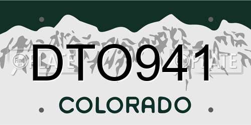DTO941 Colorado License Plate