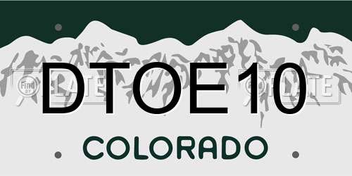 DTOE10 Colorado License Plate