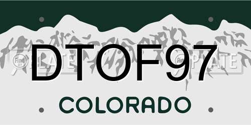 DTOF97 Colorado License Plate