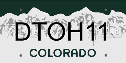 DTOH11 Colorado License Plate