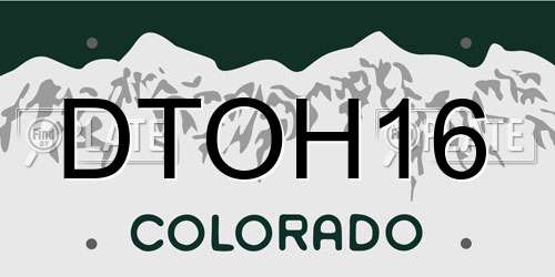 DTOH16 Colorado License Plate