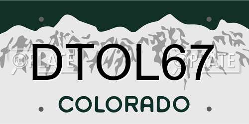 DTOL67 Colorado License Plate