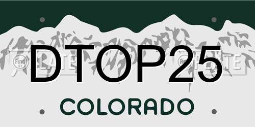 DTOP25 Colorado License Plate