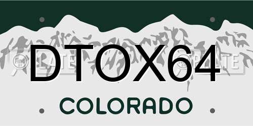 DTOX64 Colorado License Plate