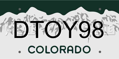 DTOY98 Colorado License Plate