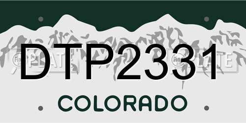 DTP2331 Colorado License Plate