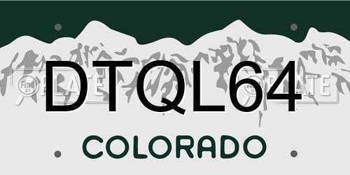 DTQL64 Colorado License Plate