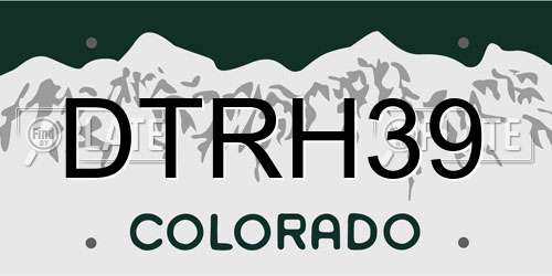 DTRH39 Colorado License Plate