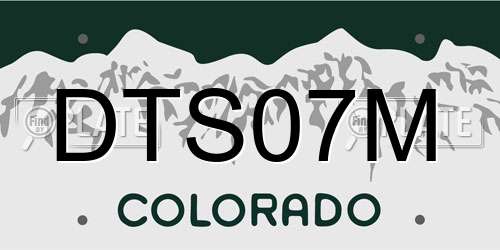 DTS07M Colorado License Plate