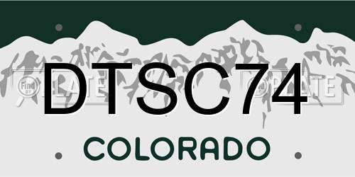 DTSC74 Colorado License Plate