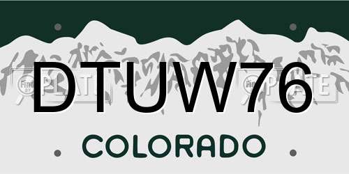 DTUW76 Colorado License Plate