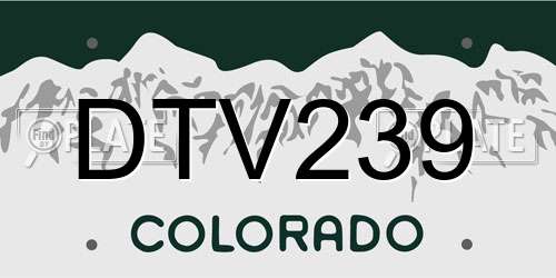DTV239 Colorado License Plate