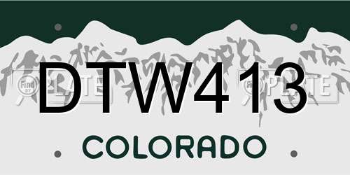 DTW413 Colorado License Plate