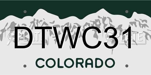DTWC31 Colorado License Plate