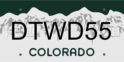 DTWD55 Colorado License Plate