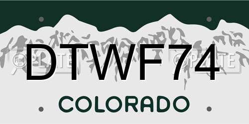 DTWF74 Colorado License Plate