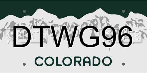 DTWG96 Colorado License Plate