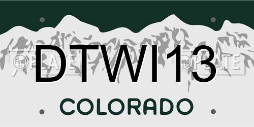 DTWI13 Colorado License Plate