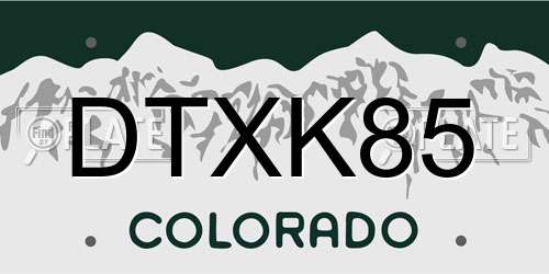 DTXK85 Colorado License Plate