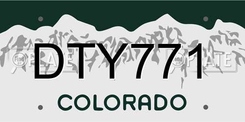 DTY771 Colorado License Plate