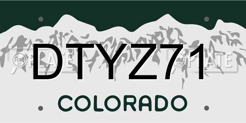 DTYZ71 Colorado License Plate