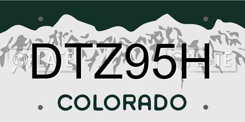 DTZ95H Colorado License Plate