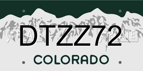 DTZZ72 Colorado License Plate
