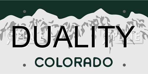 DUALITY Colorado License Plate