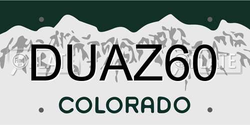 DUAZ60 Colorado License Plate