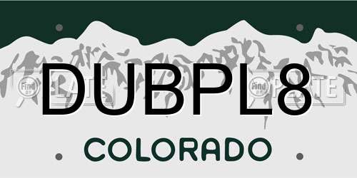 DUBPL8 Colorado License Plate