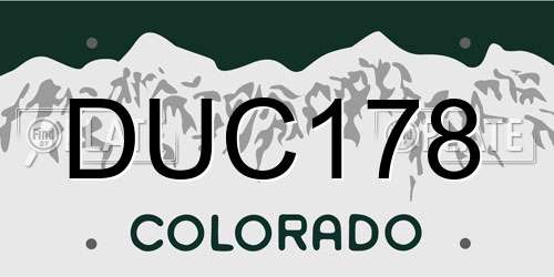 DUC178 Colorado License Plate