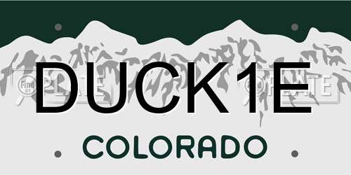 DUCK1E Colorado License Plate