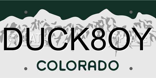 DUCK8OY Colorado License Plate
