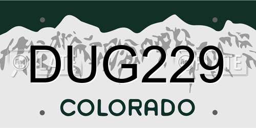 DUG229 Colorado License Plate